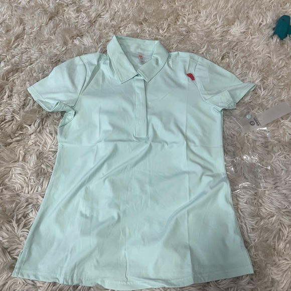 Mono B Green Fitted Polo Button Down Tee - Picture 2 of 3